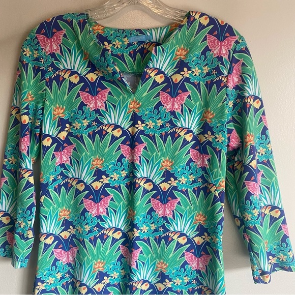 J.Mclaughlin Carly Spring Butterfly Catalina Cloth Shift Dress Blue Size Small - Picture 4 of 11